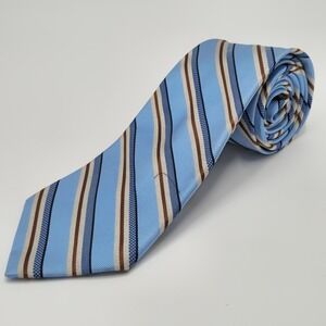 Jos A Bank Men's Silk Tie Blue Brown Beige Striped Necktie Classic Business Form